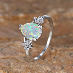 Drop-shaped Inlaid Zircon White Diamond Flower Ring Vintage Simple All Match Jewelry - Otaj Gifts