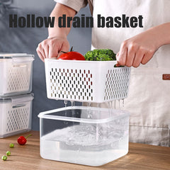 1Pc/3Pcs Fruit Vegetable Storage Containers for Fridge Produce Saver Containers with Lid Colander Refrigerator Organizer Bins Produce Keepers - Otaj Gifts