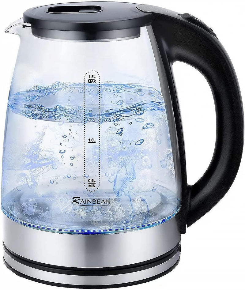 Electric Kettle Water Boiler, 1.8L Electric Tea Kettle, Wide Opening Hot Water Boiler With LED Light, Auto Shut-Off & Boil Dry Protection, Glass Black - Otaj Gifts