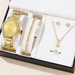Women's Three-eye Quartz Diamond-embedded Watch - Otaj Gifts