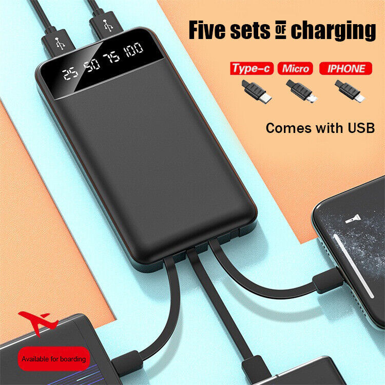 Portable Power Bank 10000mAh Power Bank - With 4 Built-in Cables Power Bank - Otaj Gifts