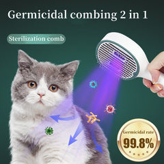 Cat Comb Dog Hair Remover Brush UVC Sterilization Pet Grooming Slicker Needle Comb Cat Sterilization Comb Pet Brush For Shedding And Grooming Self-Cleaning Slicker Brush For Long And Short Hair - Otaj Gifts