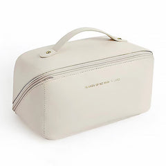 Pillow Cosmetic Bag Milk White High Capacity PU Leather Waterproof Cosmetic Pouch for Daily Travel - Otaj Gifts