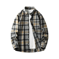 Cross-border Foreign Trade Men's Autumn And Winter New Plaid Plus Size Long-sleeved Shirt Casual Coat Thickened Flannel Shirt Men - Otaj Gifts