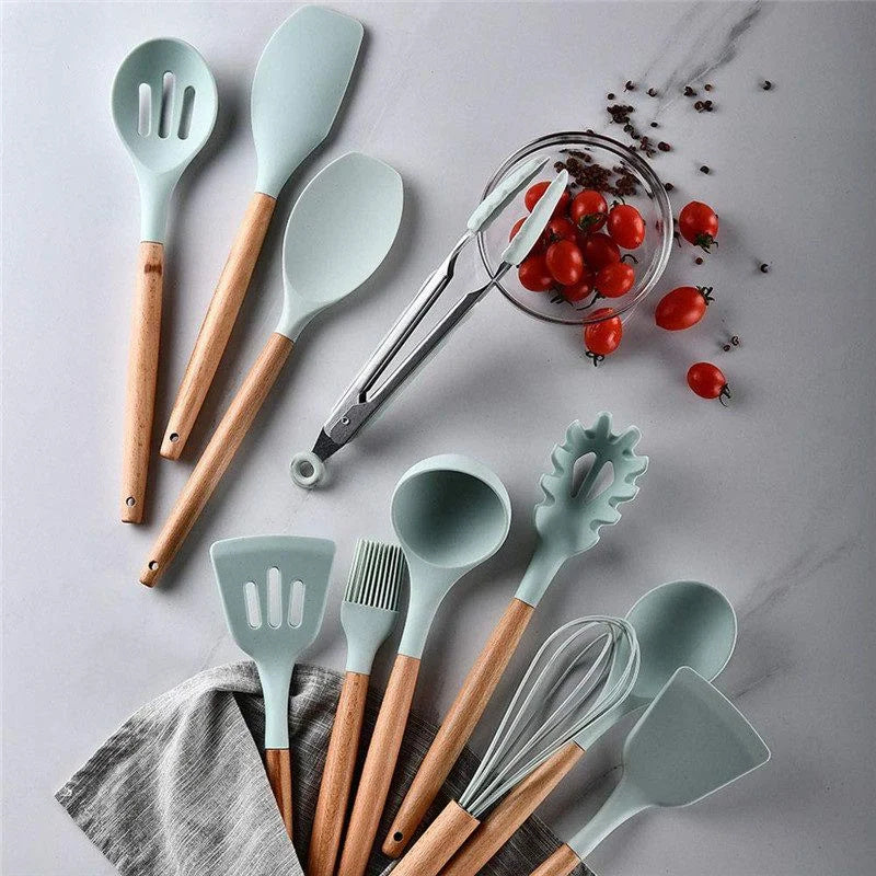 Kit 12 Pieces Silicone Kitchen Utensils - Otaj Gifts
