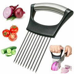 Onion Holder Slicer Vegetable tools Tomato Cutter Stainless Steel Kitchen Gadget - Otaj Gifts