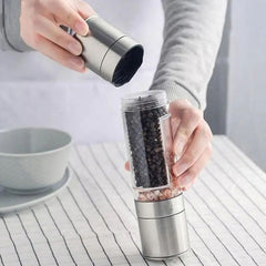 Salt Pepper Grinder 2 In 1 Manual Stainless Steel Salt Pepper Mills Adjustable Ceramic Grinding Spice Mill Kitchen Tool Gadgets - Otaj Gifts
