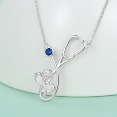 925 Sterling Silver Stethoscope Nurse Necklace - Otaj Gifts