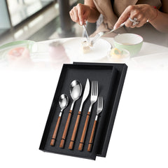 Tableware Cutlery Set Stainless Steel Dinner Knives Forks Spoons Eating Utensils High Hardness Flatware Set Wood Grain Handle - Otaj Gifts