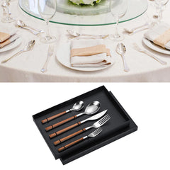 Tableware Cutlery Set Stainless Steel Dinner Knives Forks Spoons Eating Utensils High Hardness Flatware Set Wood Grain Handle - Otaj Gifts