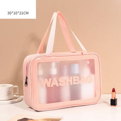 Pu Transparent Three Piece Makeup And Wash Bag Large Capacity - Otaj Gifts