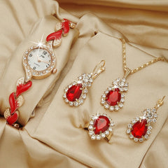 Fashion Watch Gift Suit Quartz Watch Necklace Bracelet Ring Stud Earrings - Otaj Gifts