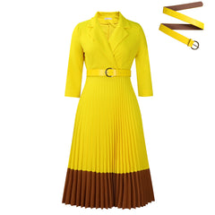 Suit Collar Fashion Elegant Pleated African Dress - Otaj Gifts