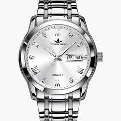 New Luminous Double Calendar Quartz Stainless Steel Waterproof Men's Watch With Watch - Otaj Gifts