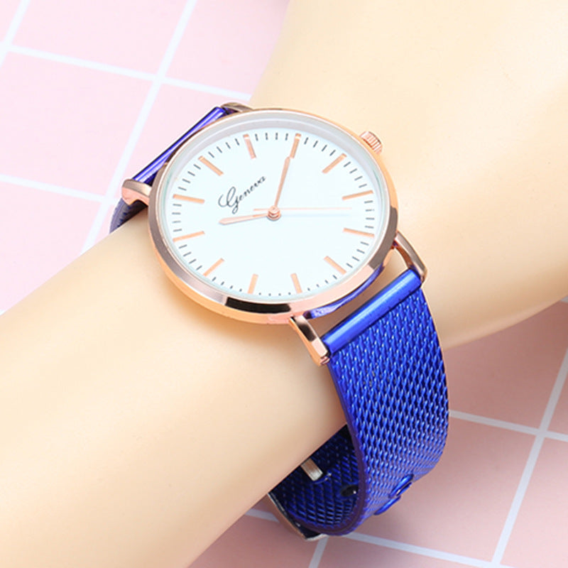 Geneva Watch Dial Plate Mesh Belt Female Minimalist Thin - Otaj Gifts