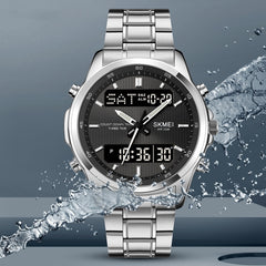 Multifunctional Men's Steel Strap Watch Double Display Sports - Otaj Gifts