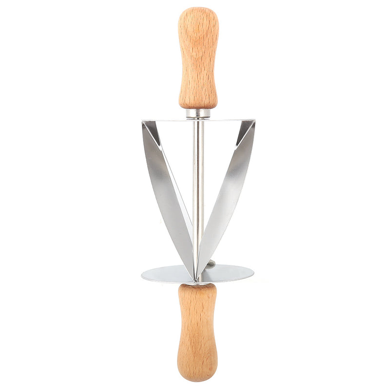 Stainless Steel Croissant Rolling Cutter Bread Dough Pastry Making Tool with Wooden Handle - Otaj Gifts