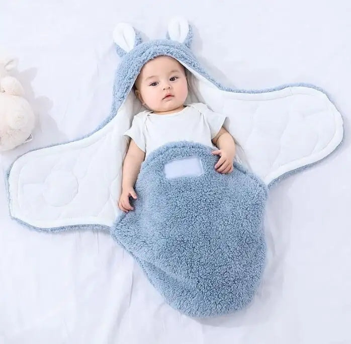 Super Soft Baby Sleeping Bag Fluffy Fleece Newborn Blanket Swaddle Blankets, Unisex Baby Wrap For Newborn Baby Boys Girls With Head-Protecting & Head-Supporting Function, Wearable Swaddle Sleep Sack - Otaj Gifts