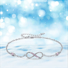 Sterling Silver Endless Love Symbol Anklet Charm Adjustable Chain Anklets For Women - Otaj Gifts