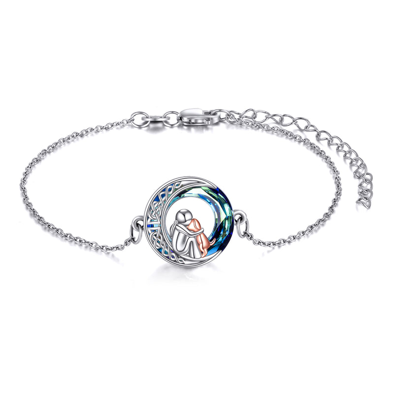 Sterling Silver Girls Dog Adjustabl Bracelet Jewelry Gift with Crystal - Otaj Gifts