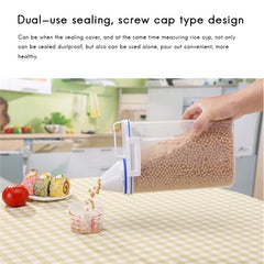 2 PCS Rice Storage Bin 2KG Portable Food Grain Storage Box Rice Storage Box Dispenser Sealed Tank with Measuring Cup - Otaj Gifts