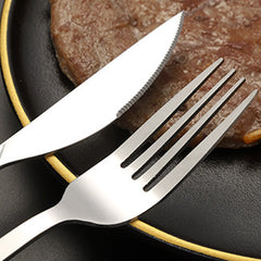 Tableware Cutlery Set Stainless Steel Dinner Knives Forks Spoons Eating Utensils High Hardness Flatware Set Wood Grain Handle - Otaj Gifts