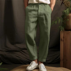 Men's Linen Solid Color Casual Light Outdoor Straight-leg Trousers - Otaj Gifts