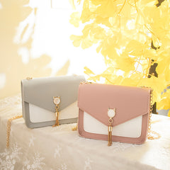Small Messenger Bag New Sweet And Cute Cat Tassel Decoration Chain One Shoulder Small Square Bag Casual Messenger Bag - Otaj Gifts