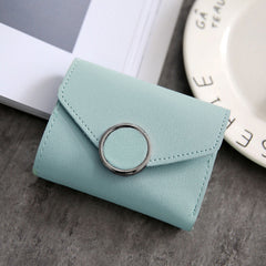 Ring British Retro Lychee Pattern Women's Solid Color Tri-fold Wallet - Otaj Gifts