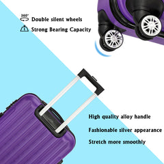 Vertical 3-in-1 Spinner Wheel With Handle Trolley Case 20in 24in 28in ABS Aluminum Alloy Trolley Classic Color - Purple - Otaj Gifts