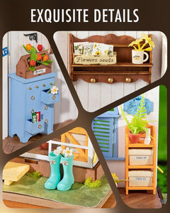 ROBOTIME Rolife Mengyu Flower Minature House DIY Building Toys With LED Light For Gifts DG163 - Otaj Gifts