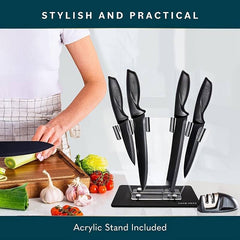 7-Piece High Carbon Stainless Steel Kitchen Knife Set With Handles And Sharpener - Otaj Gifts