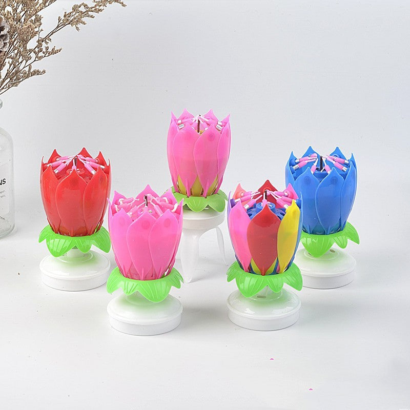 Music Lotus Birthday Music Happy Birthday Song Candle - Otaj Gifts