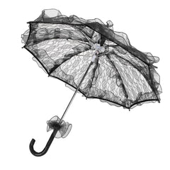Wedding Bride Umbrella Unique Foldable Lace Fabric Parasol Umbrella Performance PropsBlack - Otaj Gifts