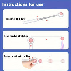 Cat Teaser Stick, Retractable Cat Wand With Replacement Head, Cat Feather Toy, Cat Interactive Toy For Indoor Cats For Relief Boredom And Exercise - Otaj Gifts