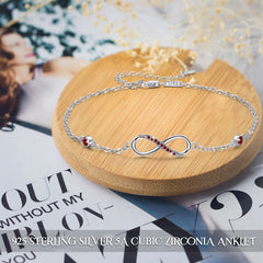 Sterling Silver Endless Love Symbol Anklet Charm Adjustable Chain Anklets For Women - Otaj Gifts
