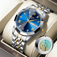 Quartz Men's Steel Strap Watch Luminous Waterproof - Otaj Gifts