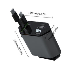 Retractable Car Charger 120W USB&Type C Cable For Phone Fast Charge Adapter - Otaj Gifts