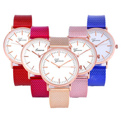 Geneva Watch Dial Plate Mesh Belt Female Minimalist Thin - Otaj Gifts