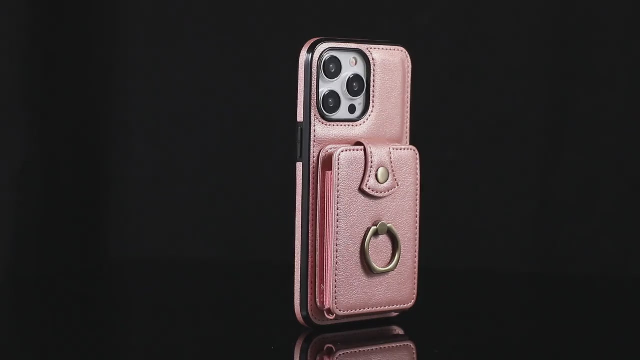 Suitable for iPhone 12/13/14/15/16 series crossbody card holder Faux Leather mobile phone case black/brown/red/rosy Golden 16promax mobile phone case 14promax15promax with card bag and long chain